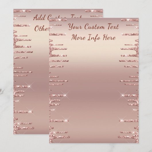 Persoonlijk Roze Gouden Glitter Drips Menu Voorbee (Voorkant / Achterkant)