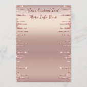 Persoonlijk Roze Gouden Glitter Drips Menu Voorbee (Voorkant)