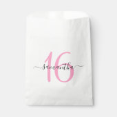 Persoonlijk Roze Handtekening Script Sweet 16 Bedankzakje (Voorkant)