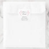 Persoonlijk Roze Hart Liefde Is Zoet Bruiloft Vierkante Sticker (Tas)