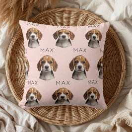 Persoonlijk Roze Hond Foto & Naam Patroon Kussen