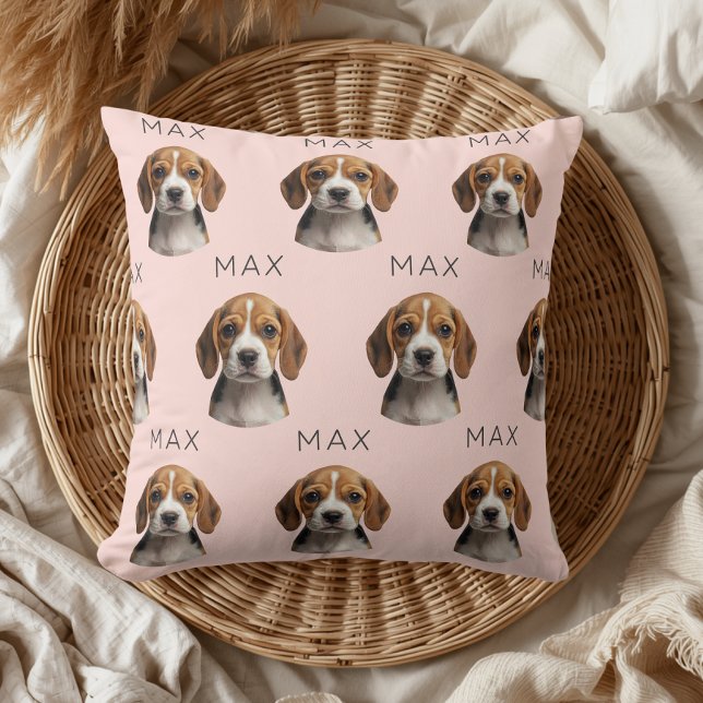 Persoonlijk Roze Hond Foto & Naam Patroon Kussen (Creator heeft geüpload)
