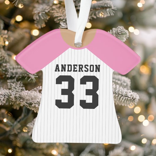 Persoonlijk Roze Honkbalshirt Ornament