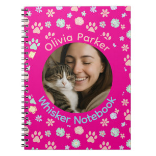 Persoonlijk Roze Kat Foto & Naam Spiraal Notebook Notitieboek