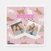 Persoonlijk Roze Kattendessin Cadeau Kattenliefheb Servet (Voorkant)