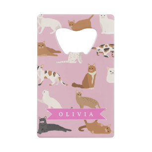Persoonlijk Roze Kattendessin Geschenk Kat Liefheb Creditkaart Flessenopener