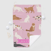 Persoonlijk Roze Kattendessin Geschenk Kat Liefheb Golfhanddoek (Insitu)
