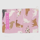 Persoonlijk Roze Kattendessin Geschenk Kat Liefheb Golfhanddoek (Horizontaal)