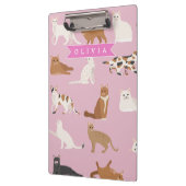 Persoonlijk Roze Kattendessin Geschenk Kat Liefheb Klembord (Links)