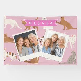 Persoonlijk Roze Kattendessin Geschenk Kat Liefheb Spandoek
