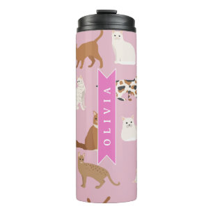 Persoonlijk Roze Kattendessin Geschenk Kat Liefheb Thermosbeker