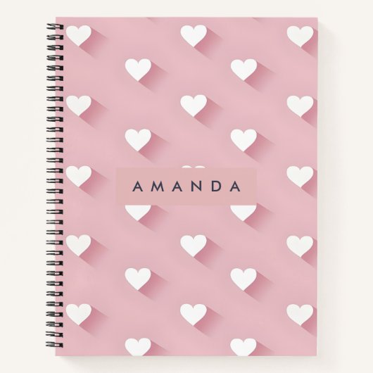 Persoonlijk Roze Kawaii Zachte Hart Notitieboek (Voorkant)