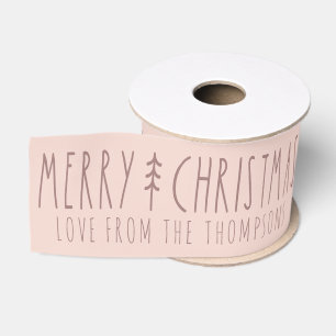 Persoonlijk Roze Kerstboom Cadeaupapier Grosgrain Lint