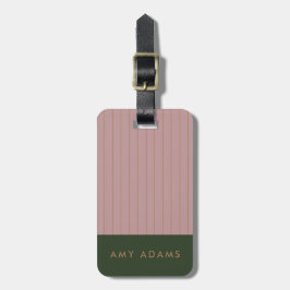 Persoonlijk Roze Khaki Gouden Streep Elegant Bagagelabel