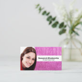 Persoonlijk Roze leder Aangepast Foto QR Code Visitekaartje (Staand voorkant)