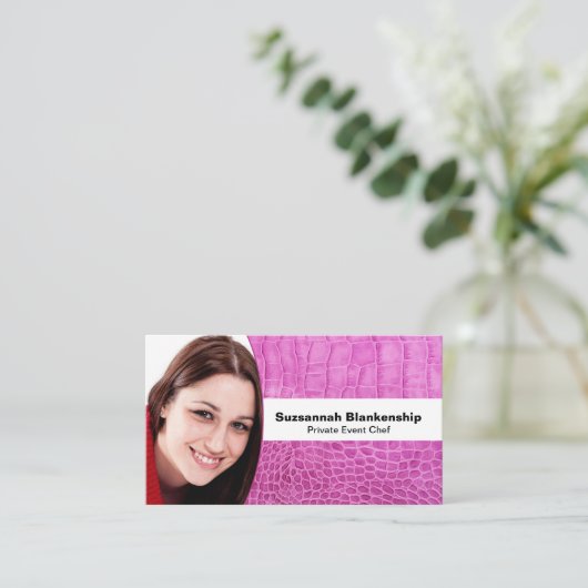 Persoonlijk Roze leder Aangepast Foto QR Code Visitekaartje (Staand voorkant)