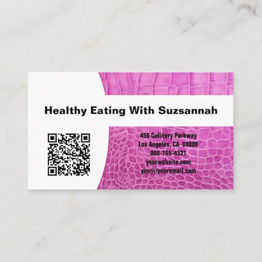 Persoonlijk Roze leder Aangepast Foto QR Code Visitekaartje (Achterkant)