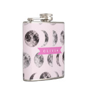 Persoonlijk Roze Maanfase Hemelnaam Geschenk Heupfles (Rechts)