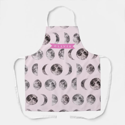 Persoonlijk Roze Maanfase Hemelnaam Geschenk Schort (Voorkant)