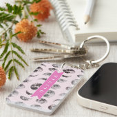 Persoonlijk Roze Maanfase Hemelnaam Geschenk Sleutelhanger (Voorkant Rechts)