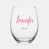 Persoonlijk Roze Modern Schrift Bachelorette Wijnglas Zonder Voet (Voorkant)