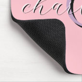 Persoonlijk Roze Monogram Eerste Letter en Naam Muismat (Hoek)