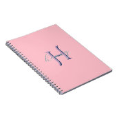 Persoonlijk Roze Monogram Eerste Letter en Naam Notitieboek (Rechterzijde)