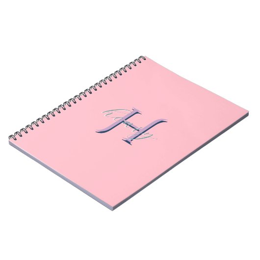 Persoonlijk Roze Monogram Eerste Letter en Naam Notitieboek (Linkerzijde)