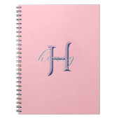 Persoonlijk Roze Monogram Eerste Letter en Naam Notitieboek (Voorkant)