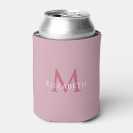 Persoonlijk Roze Monogram Elegante Initiële Naam Blikjeskoeler