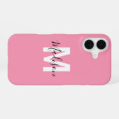 Persoonlijk Roze Monogram iPhone 16 Hoesje (Achterkant horizontaal)