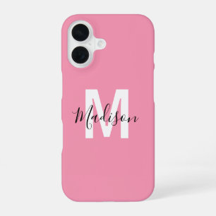 Persoonlijk Roze Monogram iPhone 16 Hoesje