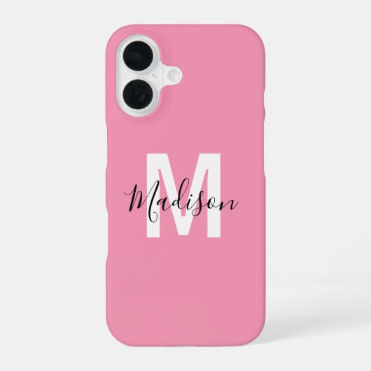 Persoonlijk Roze Monogram iPhone 16 Hoesje (Achterkant)