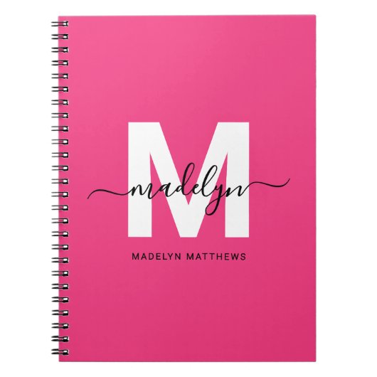Persoonlijk Roze Monogram Notitieboek (Voorkant)
