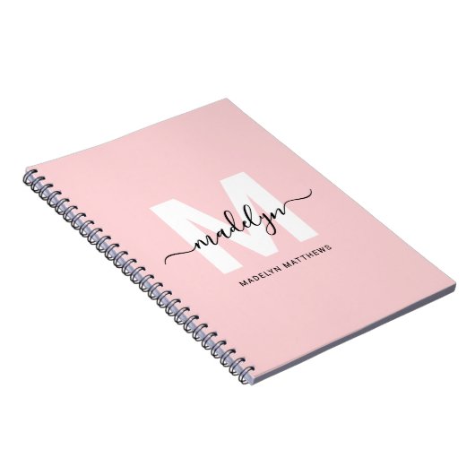 Persoonlijk Roze Monogram voor Meisjes Notitieboek (Rechterzijde)