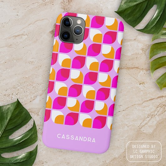 Persoonlijk roze oranje midcentury kunstpatroon Case-Mate iPhone case