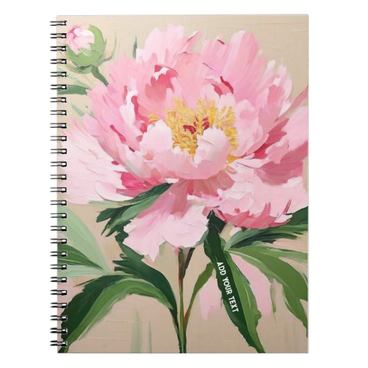 Persoonlijk Roze Pioen Bloem Notitieboek (Voorkant)