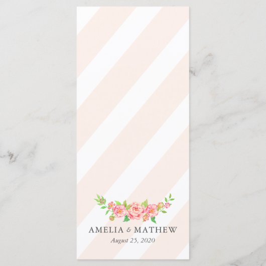 Persoonlijk roze pony Wedding Menu (Achterkant)