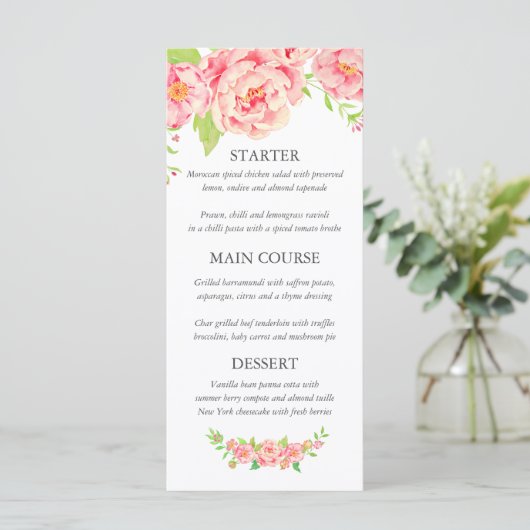 Persoonlijk roze pony Wedding Menu (Staand voorkant)