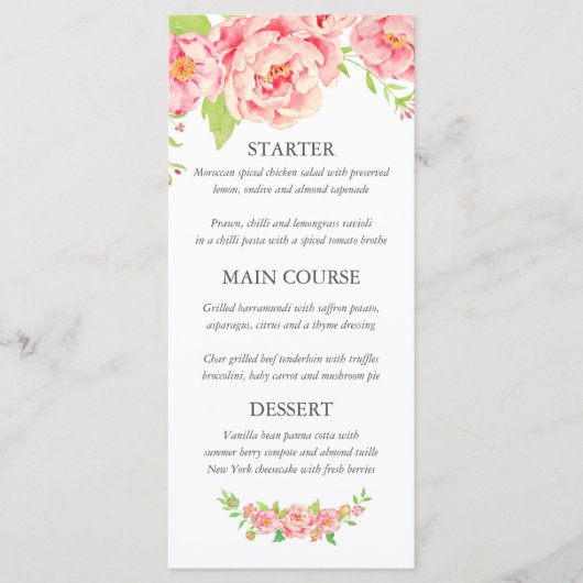 Persoonlijk roze pony Wedding Menu (Voorkant)