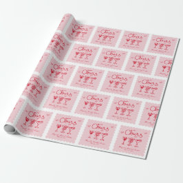 Persoonlijk roze rode retro bruidsfeest cadeaupapier