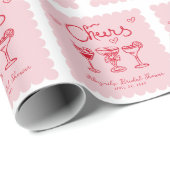 Persoonlijk roze rode retro bruidsfeest cadeaupapier (Rol Hoek)