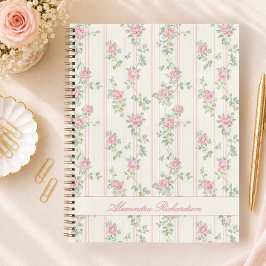 Persoonlijk Roze Roos Bloem Motief Spiraal Noteboo Notitieboek