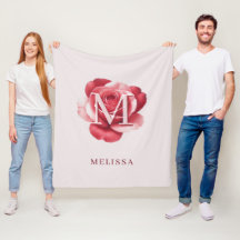 Persoonlijk Roze Roos Monogram Naam Elegante Crème