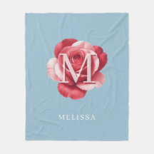 Persoonlijk Roze Roos Monogram Naam Zachte Blauw