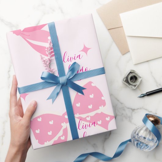 Persoonlijk Roze Strik Cadeaupapier (Geschenken)