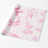 Persoonlijk Roze Strik Cadeaupapier (Uitgerold)