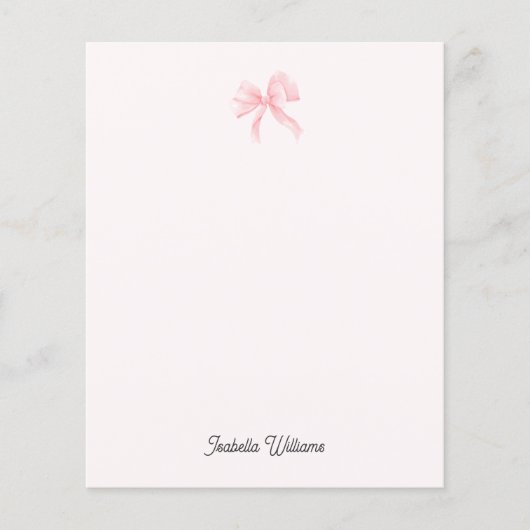 Persoonlijk Roze Strik Meisjes Papier (Voorkant)