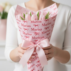 Persoonlijk Roze Strik Naam Cadeau Cadeaupapier