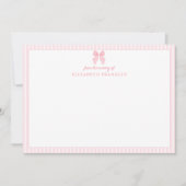 Persoonlijk Roze Strik Streep Baby Meisje Briefpap Bedankkaart (Voorkant)